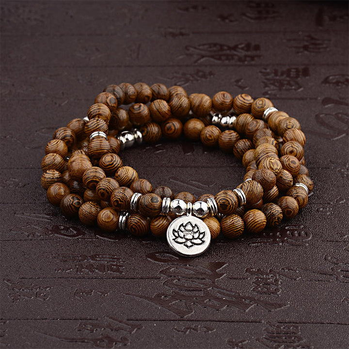 Braccialetto in legno tibetano Buddha Stones a forma di loto Mala - 1 - image 0