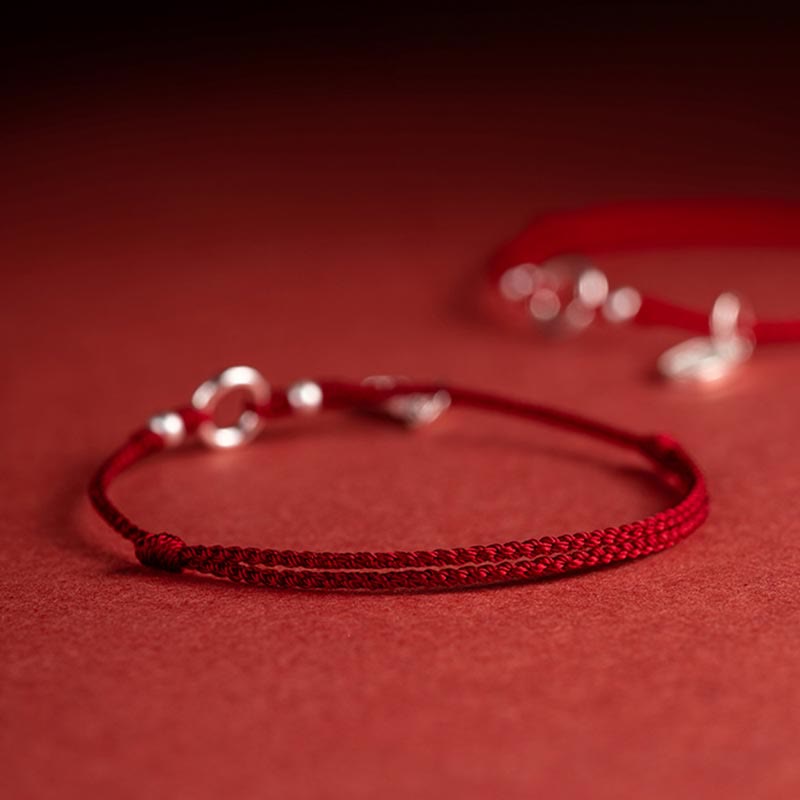 Braccialetto in corda rossa con fibbia in argento sterling 925 Buddha Stones Lucky Fortune Peace Joy Lotus Peace - image 13