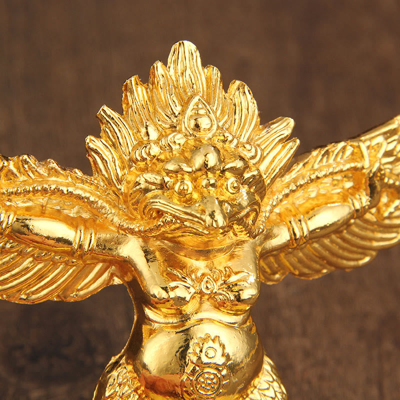 Decorazione per la casa in lega di protezione per uccelli Garuda in oro tibetano - image 2