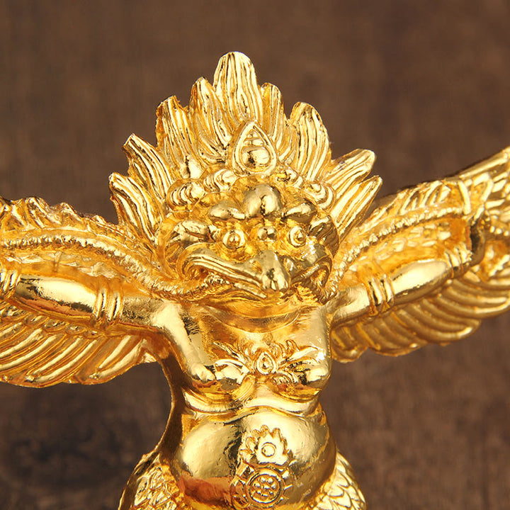 Decorazione per la casa in lega di protezione per uccelli Garuda in oro tibetano - image 2