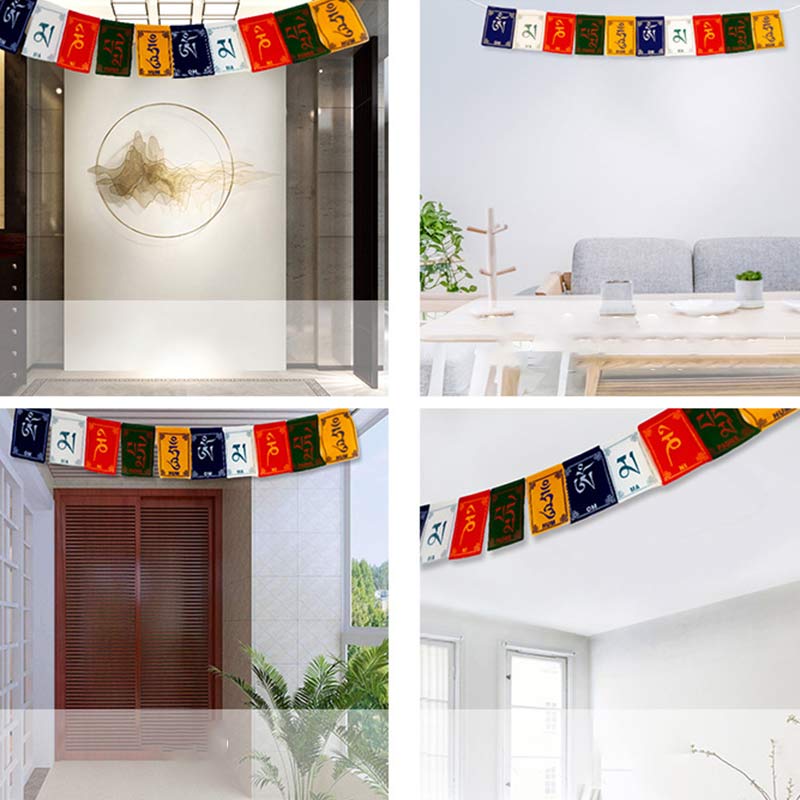 Bandiera decorativa per auto con la benedizione tibetana del cavallo a vento Om Mani Padme Hum, ideale per esterni, con preghiera e decorazione per auto. - image 7