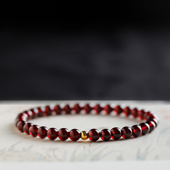 Braccialetto di protezione in granato naturale con pesce koi in oro 999 Buddha Stones - Perla da 5 mm in granato e oro - 17 cm - image 10
