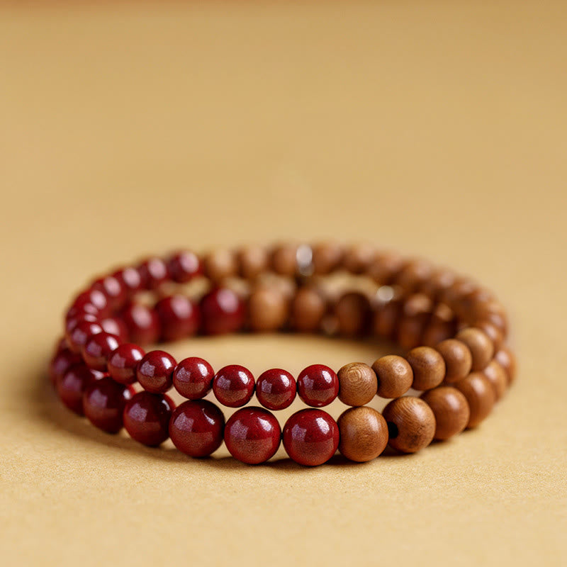 Bracciale Buddha Stones in argento sterling 925, legno di pesca, cinabro, allontana gli spiriti maligni - image 1