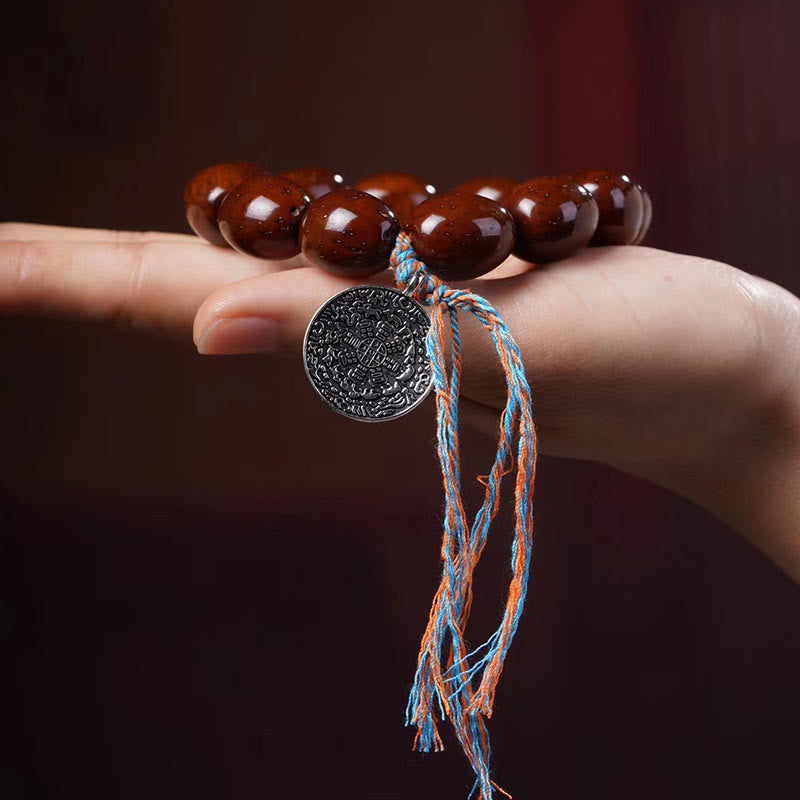 Buddha Stones Tibetano Naturale Viola Oro Ratto OM Zodiaco Cinese Nove Palazzi Otto Diagrammi Ciondolo Ricchezza Bracciale