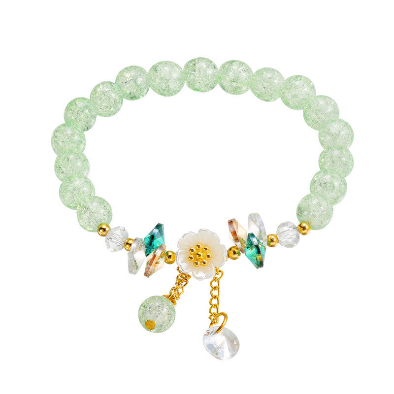 Braccialetto di perline di vetro con ciondolo a forma di fiore con design semplice Buddha Stones