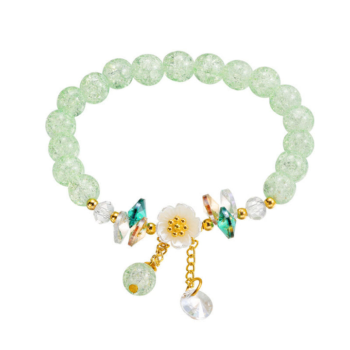 Braccialetto di perline di vetro con ciondolo a forma di fiore con design semplice Buddha Stones