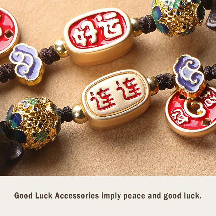 Buddha Stones Legno di ebano Gatto fortunato Nuvola di buon auspicio Pace Portachiavi Telefono Decorazione da appendere - image 13