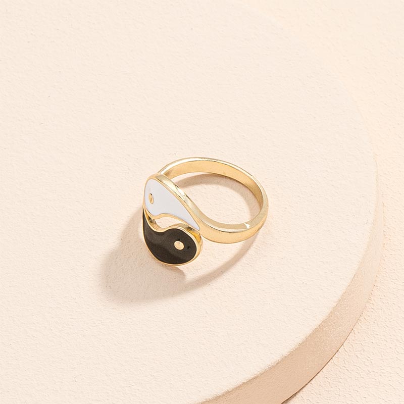 Anello di coppia regolabile con simbolo Yin Yang e benedizione
