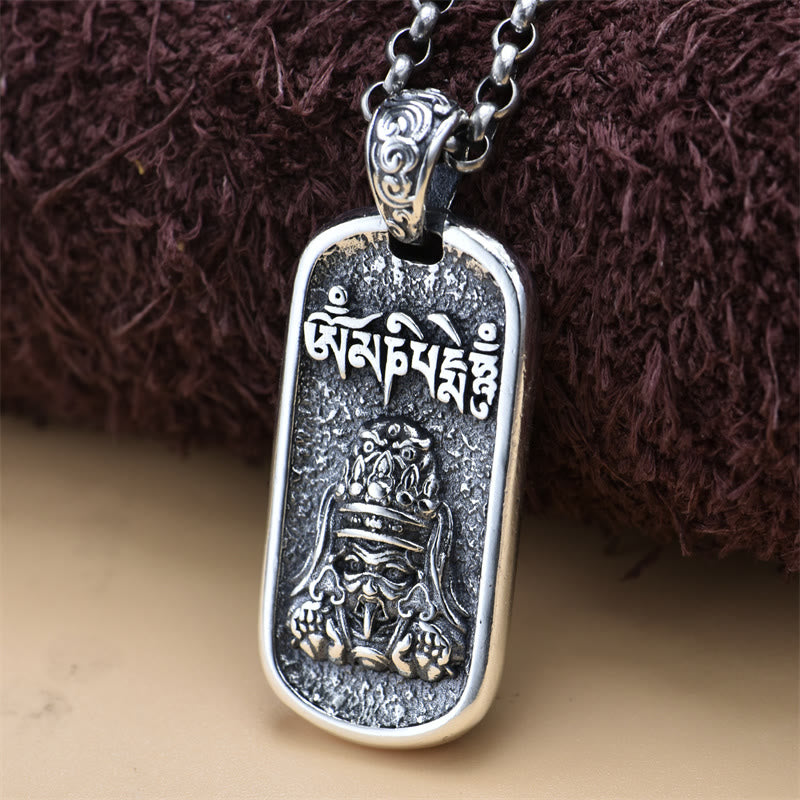 Buddha Stones 925 Sterling Silver Zakiram Dea della Ricchezza Om Mani Padme Hum Collana Pendente della Pace - image 0
