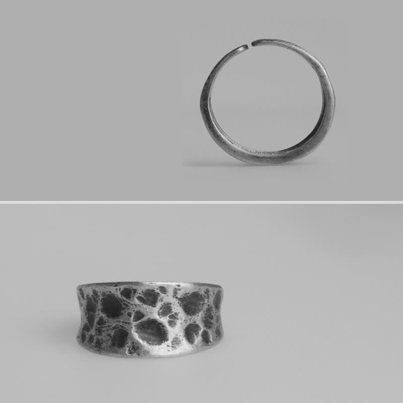 Anello di protezione con motivo a texture a rilievo in argento sterling 925 Buddha Stones - image 6