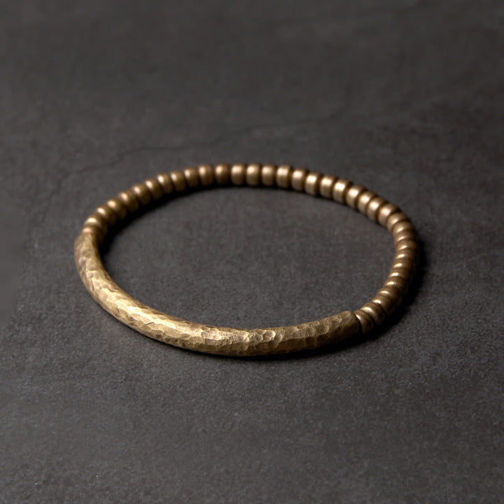 Braccialetto di perline di ottone e rame con design semplice Buddha Stones, fortuna e ricchezza
