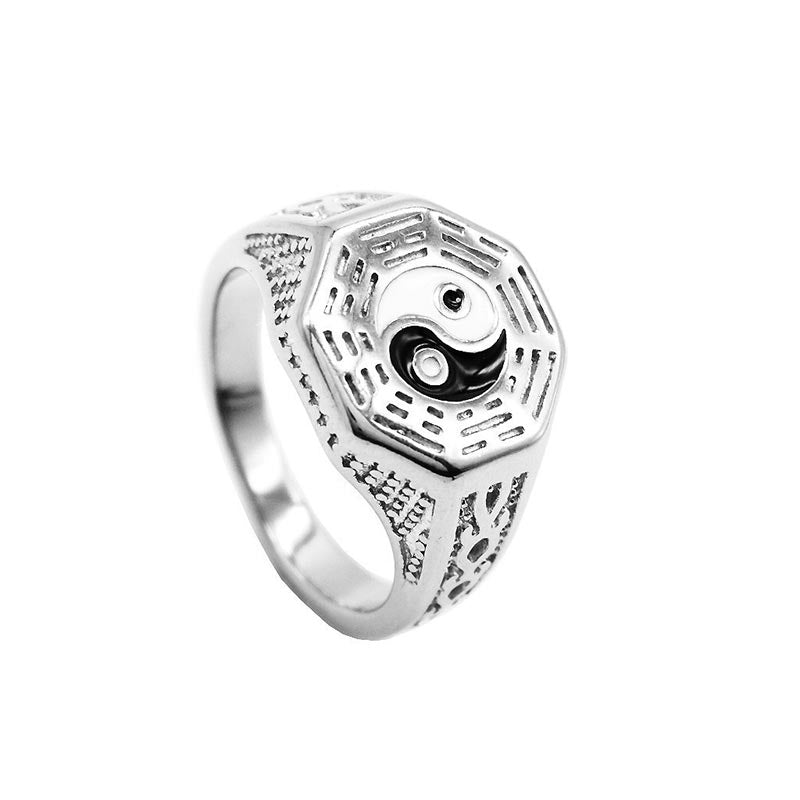 Anello portafortuna in rame con simbolo Yin Yang