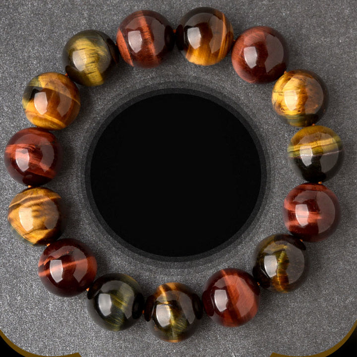 Braccialetto di protezione positiva con occhio di tigre naturale Buddha Stones