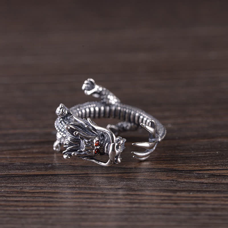 Anello di protezione della fortuna del drago in argento sterling 925 Buddha Stones - image 5