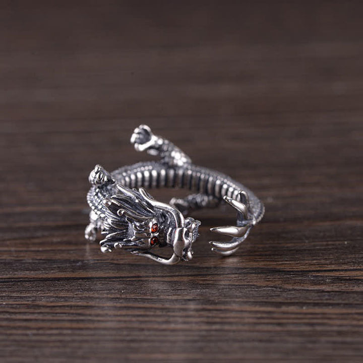 Anello di protezione della fortuna del drago in argento sterling 925 Buddha Stones - image 5