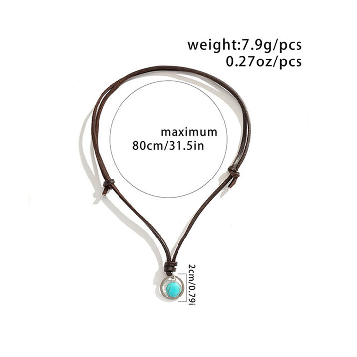 Collana con ciondolo in pietra turchese rotonda con pietre Buddha Stones e forza di protezione - image 11
