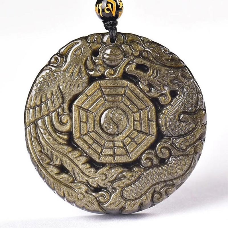 Collana con ciondolo di energia curativa in ossidiana dorata Buddha Stones
