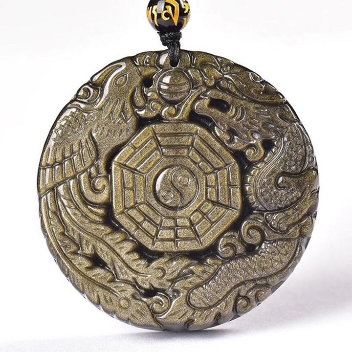 Collana con ciondolo di energia curativa in ossidiana dorata Buddha Stones