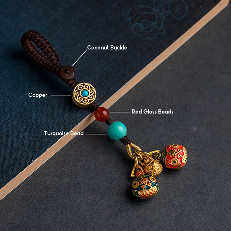 Buddha Stones Oro Ingoiare Bestia Famiglia Fortuna Portachiavi Auto Telefono Appeso Decorazione