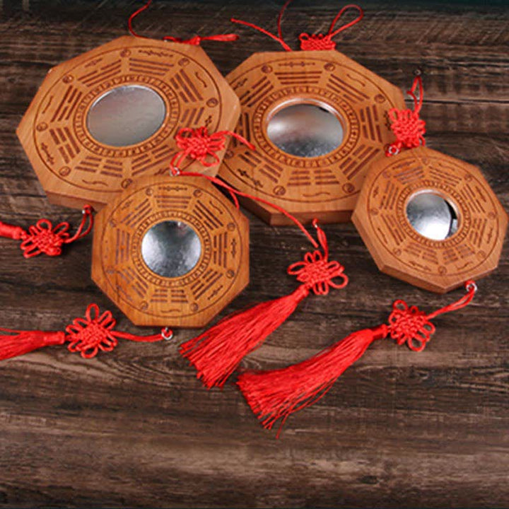 Mappa Feng Shui Bagua Legno di pesco Cinque monete imperatore Bilancia cinese Nodo Mappa energetica Specchio - image 7