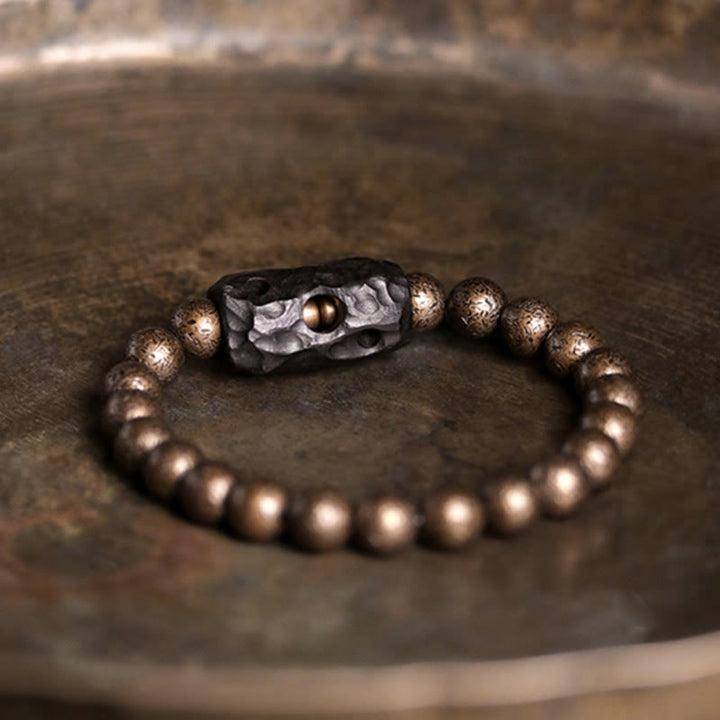 Braccialetto di perline di pace, equilibrio, in rame, legno di ebano del Tibet, Buddha Stones