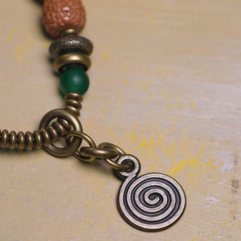 Buddha Stones 108 Mala Rudraksha Beads Bodhi Seed Dzi Bead Luck Auspiciousness Nappa Bracciale