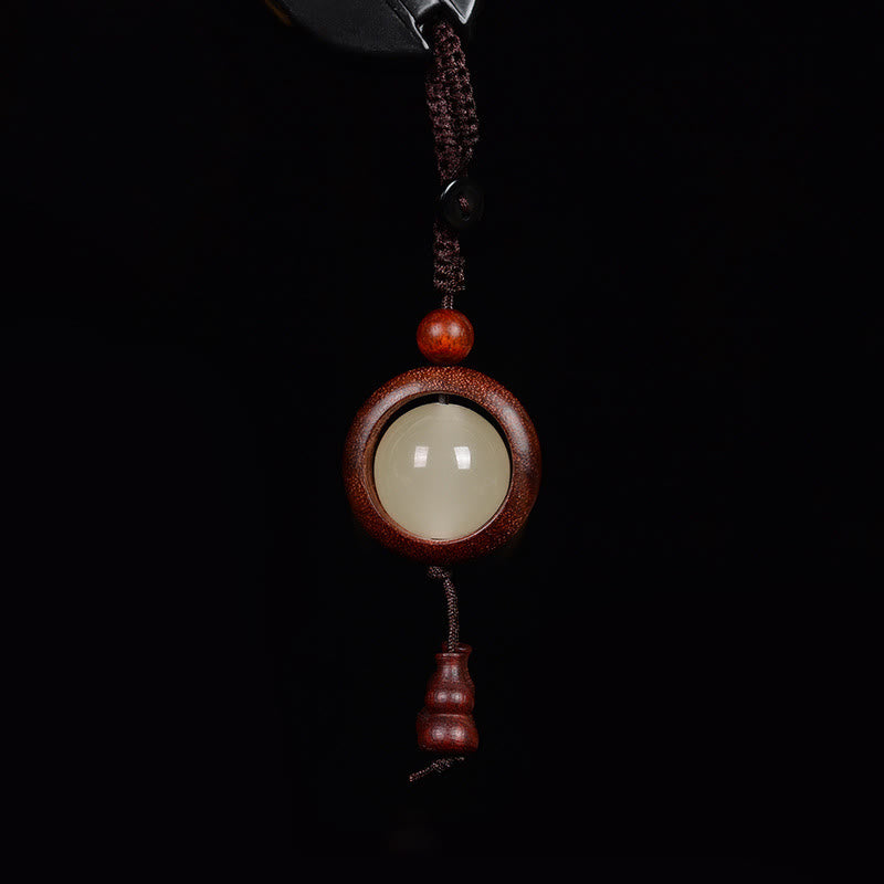 Buddha Stones Sandalo rosso Legno di ebano Sandalo verde Perlina portafortuna luminosa Zucca Portachiavi della pace
