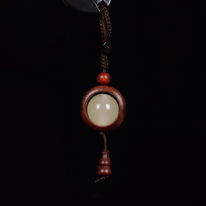 Buddha Stones Sandalo rosso Legno di ebano Sandalo verde Perlina portafortuna luminosa Zucca Portachiavi della pace