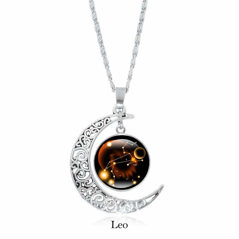 Buddha Stones Collana con ciondolo a catena con 12 costellazioni dello zodiaco e protezione della luna - Leone - image 8