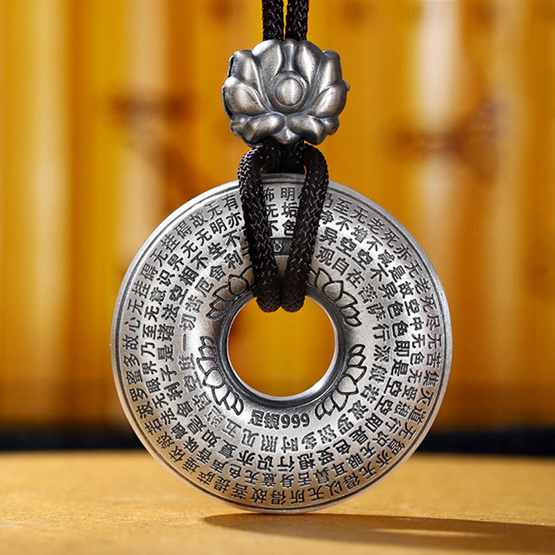 Collana con ciondolo a forma di fibbia della pace con cuore in argento sterling 999, Buddha Stones - image 5