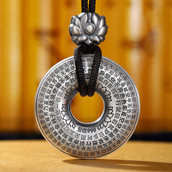 Collana con ciondolo a forma di fibbia della pace con cuore in argento sterling 999, Buddha Stones - image 5