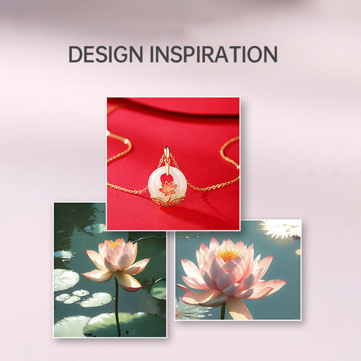 Collana con ciondolo a forma di fiore di loto in giada bianca Hetian, in argento sterling 925, Buddha Stones - image 7