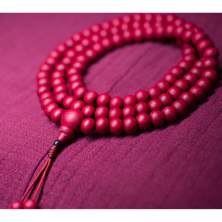 Buddha Stones 108 Mala Beads Natural Abelia Biflora Braccialetto di protezione in legno