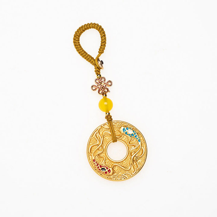 Portachiavi Buddha Stones Double Koi Fish Peace Buckle Wealth Luck