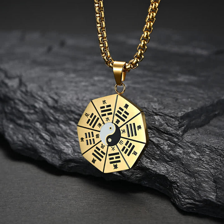 Collana pendente in acciaio al titanio e bilanciamento Bagua Yin Yang - Oro - image 5