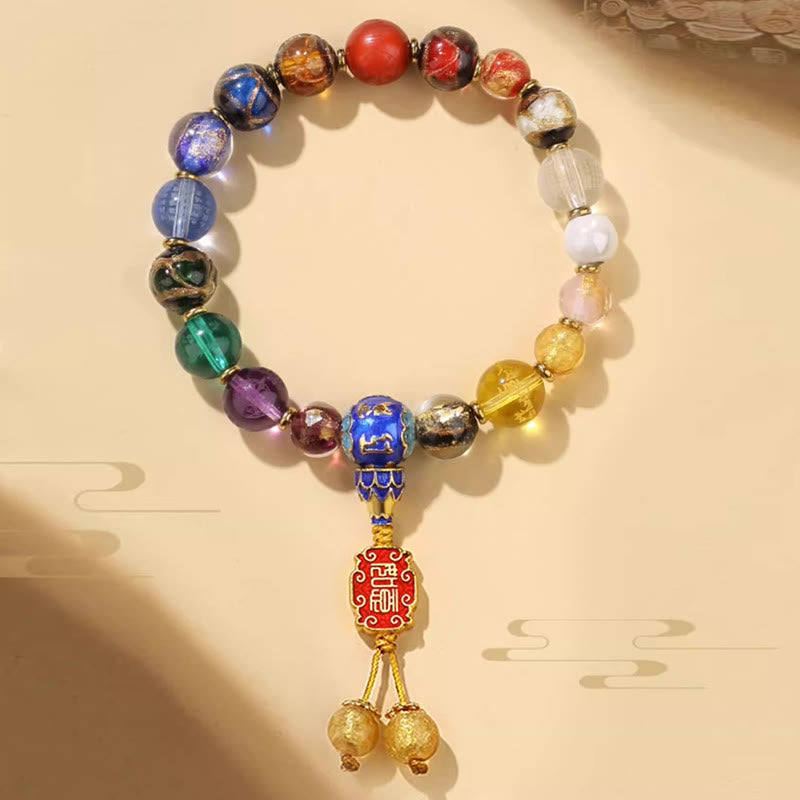Buddha Stones Tibetano Incenso Colorato Cenere Perline di Vetro Liuli Om Mani Padme Hum Dorje Vajra 18 Perline Polso Mala
