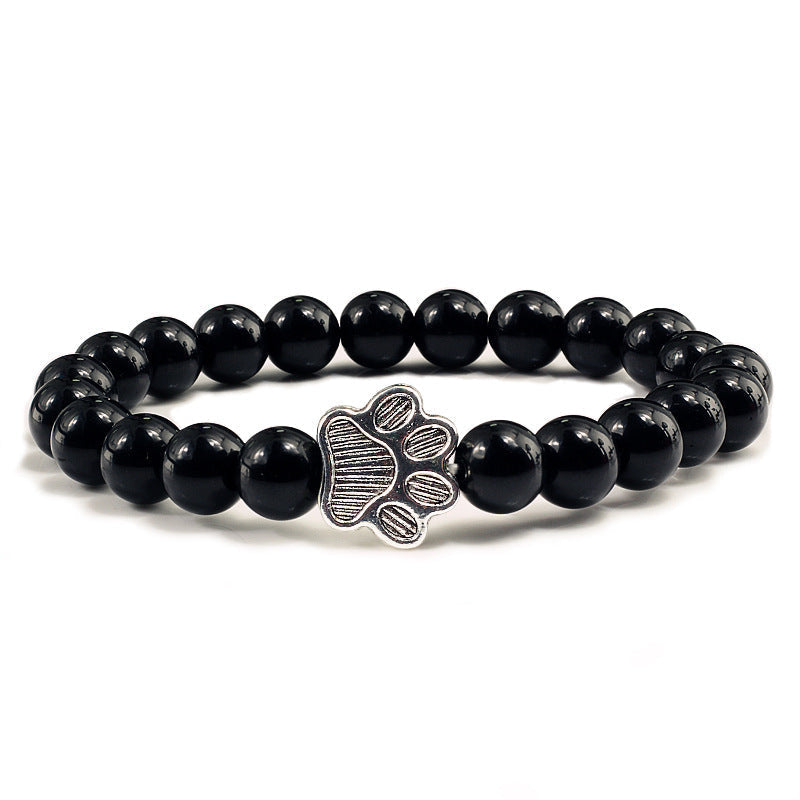 Buddha Stones Braccialetto con pietra "Salva un cane" - Perline nere brillanti - image 10