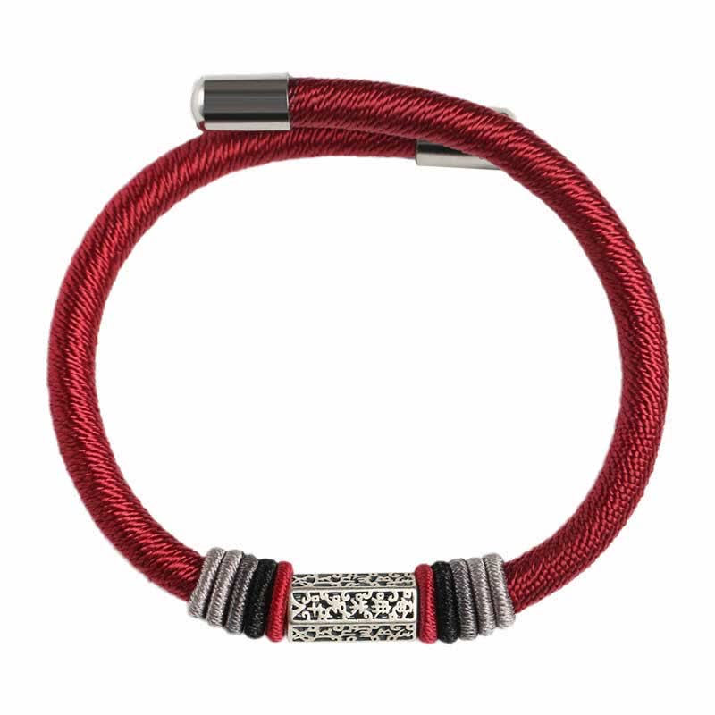 Bracciale Buddha Stones 925 Sterling Silver Om Mani Padme Hum Peace Red String - image 8