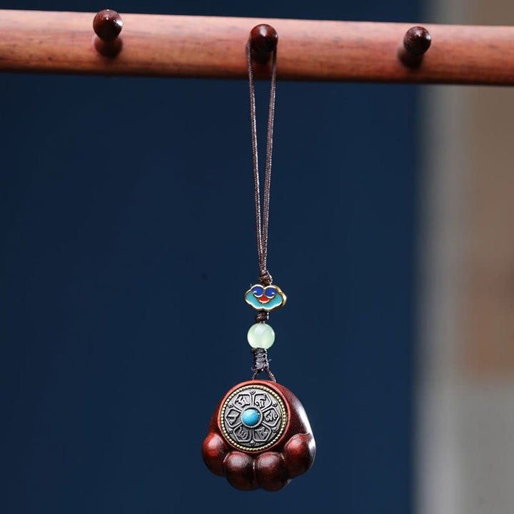 Buddha Stones Sandalo Piccola foglia Sandalo rosso Sandalo verde Zampa di gatto fortunato Artiglio Om Mani Padme Hum Protezione Telefono Decorazione appesa - Sandalo rosso a foglia piccola (allontana gli spiriti maligni ♥ Protezione) - image 3