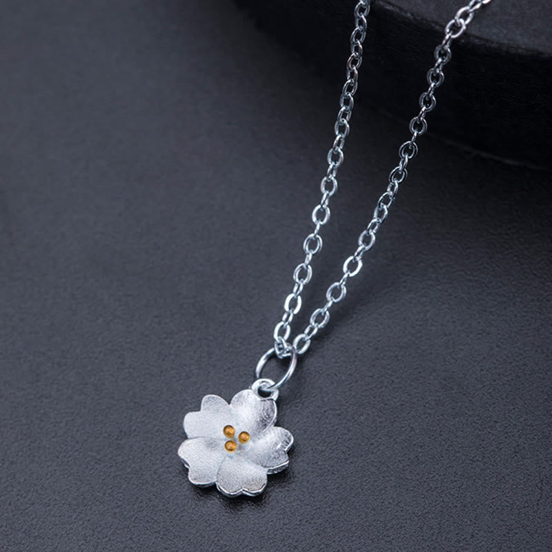 Collana con ciondolo a forma di fiore di ciliegio in argento sterling 925 con Buddha Stones e benedizione - image 8