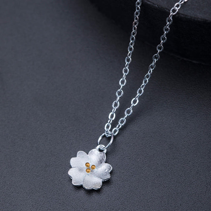 Collana con ciondolo a forma di fiore di ciliegio in argento sterling 925 con Buddha Stones e benedizione - image 8