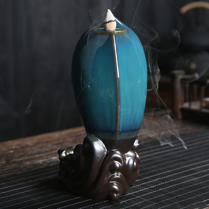 Bruciatore di incenso a cascata Buddha Stones, porta incenso a riflusso