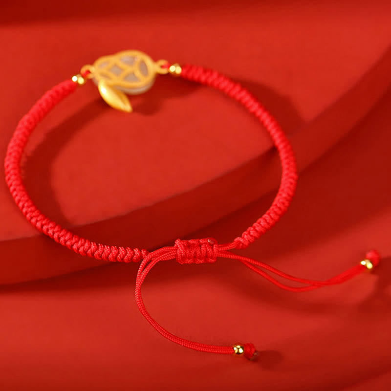 Braccialetto di protezione con corda rossa e giada bianca Hetian dell'anno del coniglio in argento sterling 925 Buddha Stones - image 4