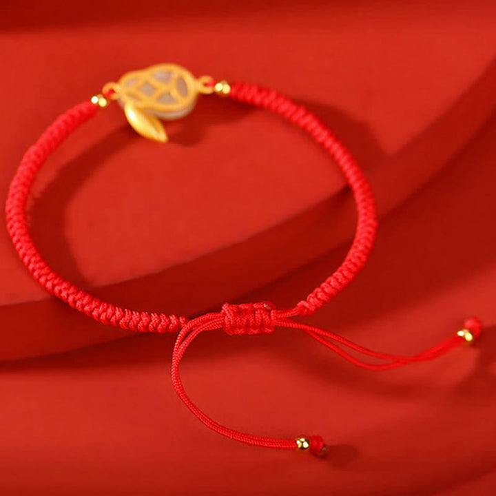 Braccialetto di protezione con corda rossa e giada bianca Hetian dell'anno del coniglio in argento sterling 925 Buddha Stones - image 4