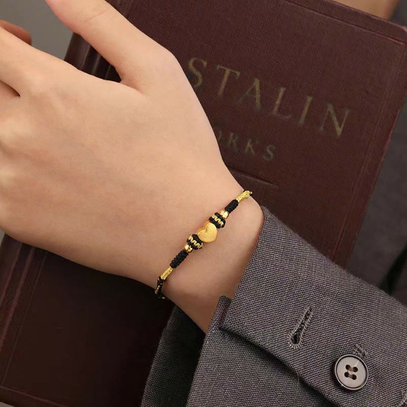 Bracciale intrecciato con nodo King Kong, fatto a mano, con cuore d'amore, Buddha Stones Tibet