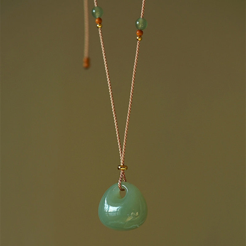 Collana con ciondolo portafortuna e prosperità in giada naturale Buddha Stones. - image 7