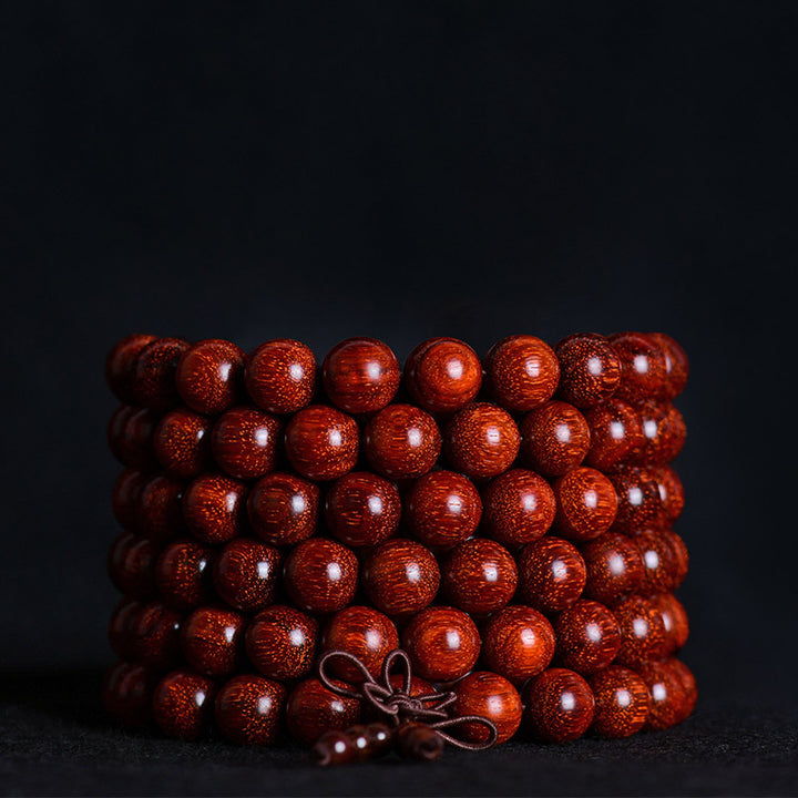 Braccialetto di equilibrio in legno di sandalo rosso con foglia piccola tibetana Buddha Stones - image 13