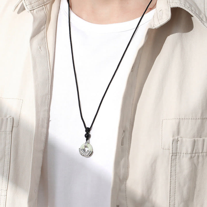 Collana con ciondolo Buddha Stones in argento sterling 925, giada naturale di Hetian, fibbia della pace e prosperità - image 5