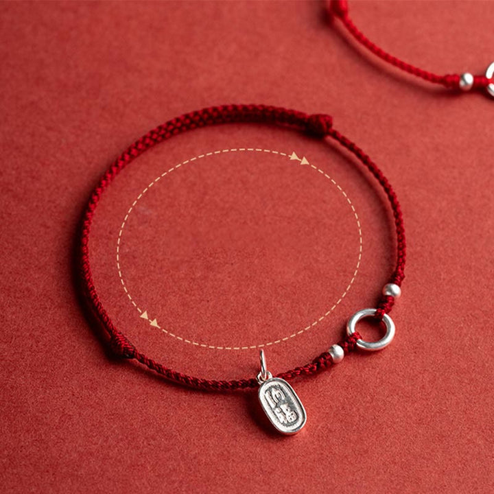 Braccialetto in corda rossa con fibbia in argento sterling 925 Buddha Stones Lucky Fortune Peace Joy Lotus Peace - image 6