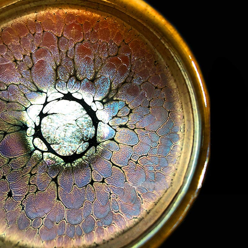 Tazza da tè in ceramica cinese Jianzhan con motivo a pois dorati Buddha Stones Kung Fu Tea Cup Bowl con scatola regalo